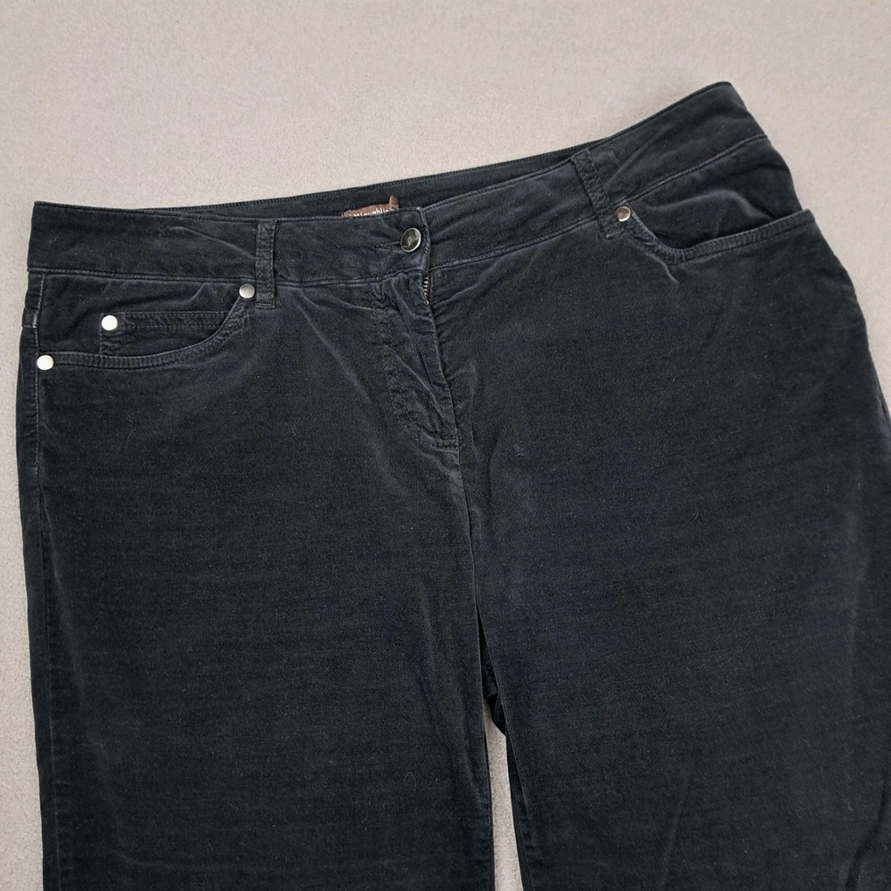 J McLaughlin Pants Womens 14 Black Flocked Velvet Taper Leg Classic Stretch EC - Picture 10 of 11